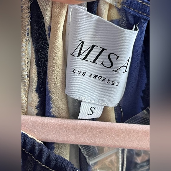 NWT MISA Los Angeles Karlina Blue and Cream Striped Women's Chiffon Mini Dress - Picture 4 of 12